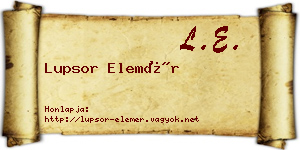 Lupsor Elemér névjegykártya